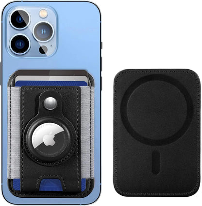 WELLNEC Magnetic Card Wallet Holder with MagSafe Strong Magnetic Wallet for iPhone 15/14/13/12 Series Magnetic Card Holder Wallet for iPhone Wallet Magsafe with 2 Card Slots Vegan Leather