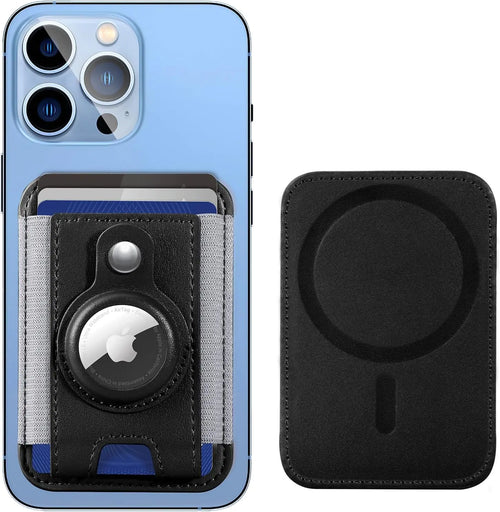 WELLNEC Magnetic Card Wallet Holder with MagSafe Strong Magnetic Wallet for iPhone 15/14/13/12 Series Magnetic Card Holder Wallet for iPhone Wallet Magsafe with 2 Card Slots Vegan Leather