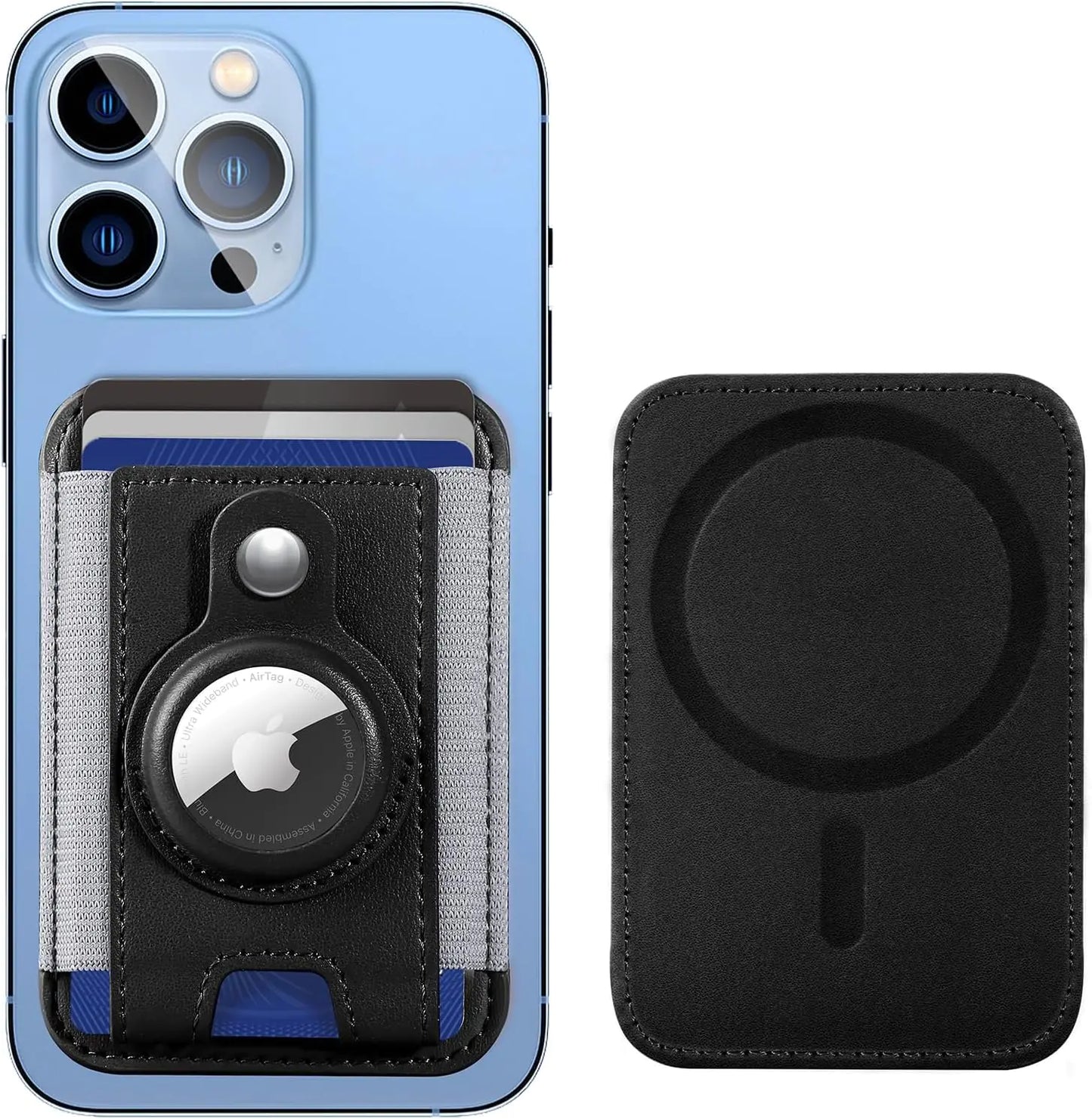 WELLNEC Magnetic Card Wallet Holder with MagSafe Strong Magnetic Wallet for iPhone 15/14/13/12 Series Magnetic Card Holder Wallet for iPhone Wallet Magsafe with 2 Card Slots Vegan Leather